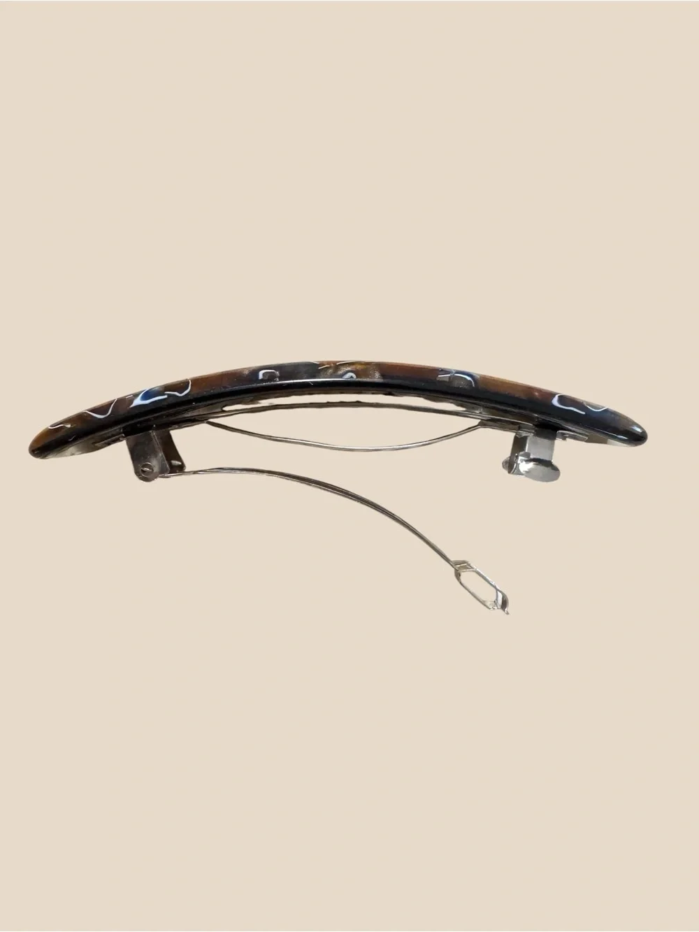 Tortoiseshell Resin Rectangular Hair Barrette - Brown Mix